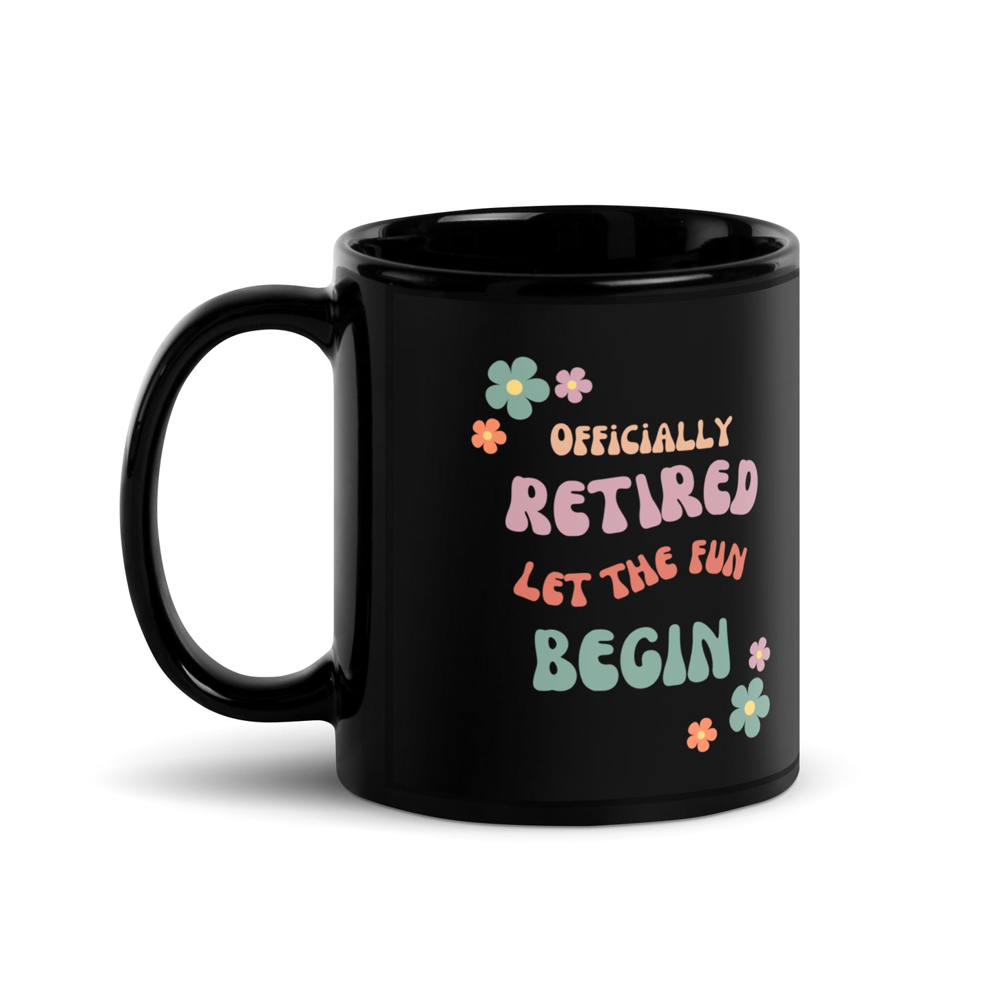 Officially Retired Black Glossy Mug