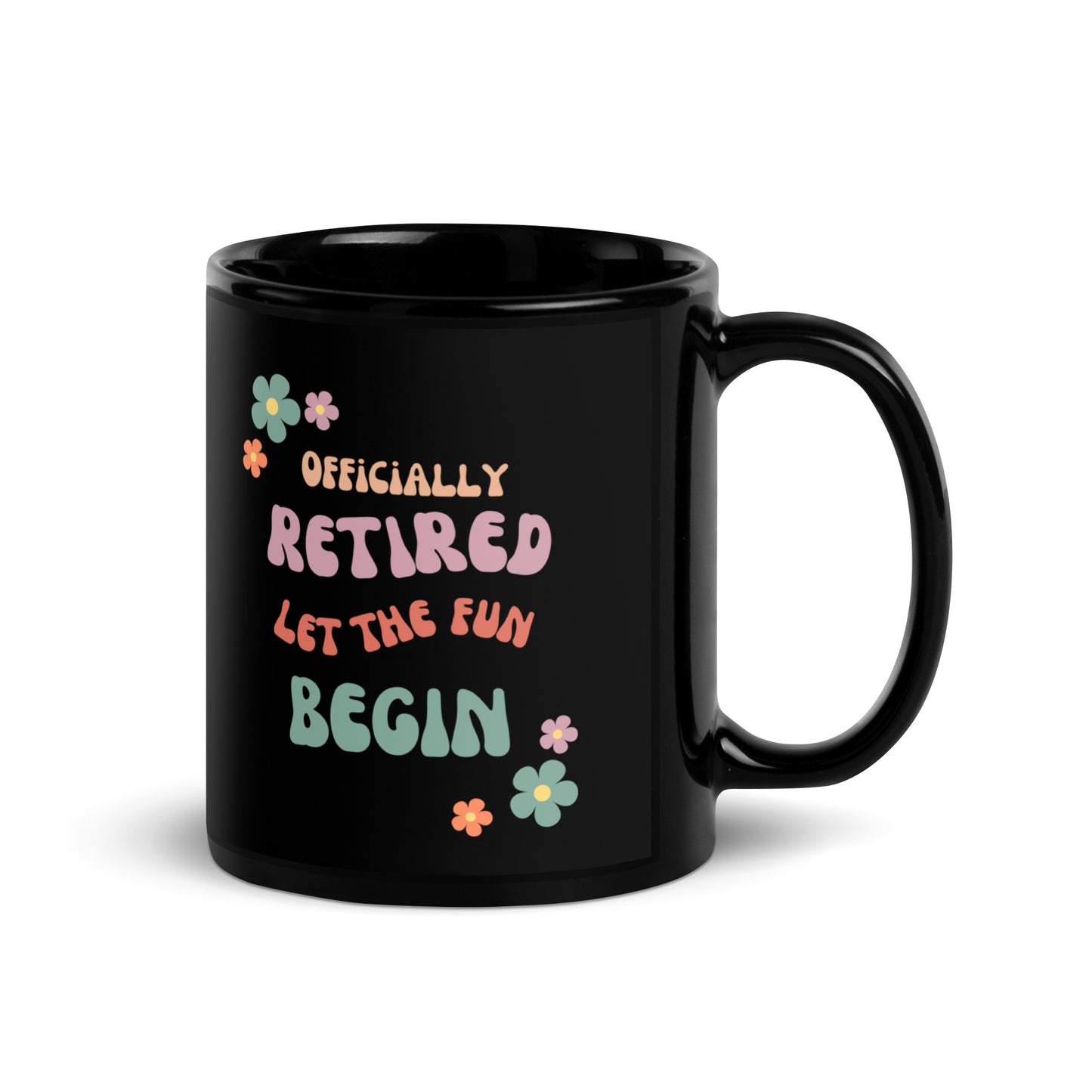 Officially Retired Black Glossy Mug