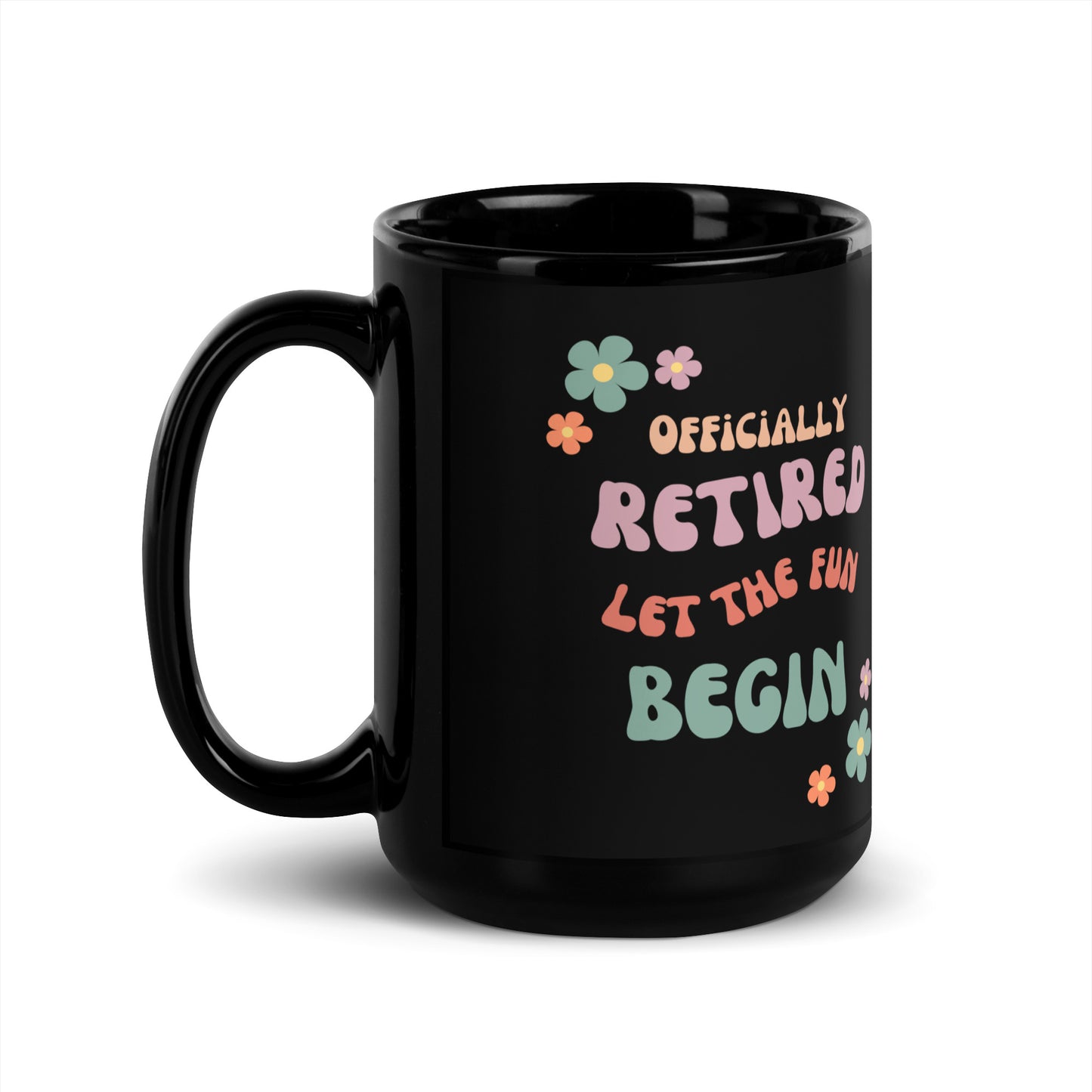 Officially Retired Black Glossy Mug