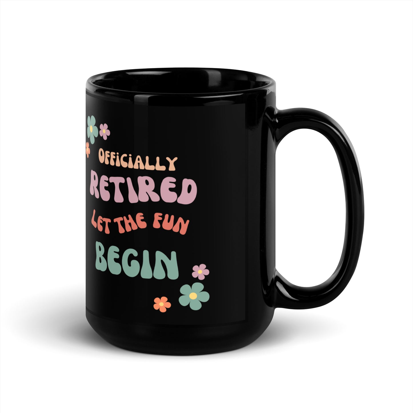 Officially Retired Black Glossy Mug